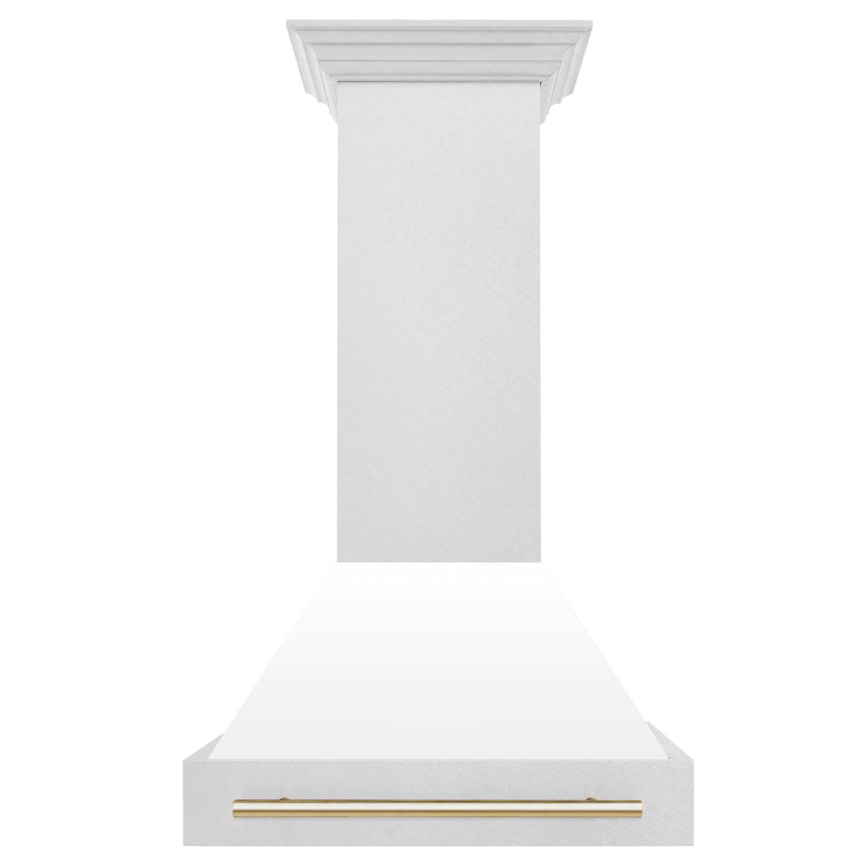 30 in. ZLINE Autograph Edition DuraSnow Stainless Steel Range Hood with White Matte Shell and Accented Handle (8654SNZ-WM30) [Color: Gold]