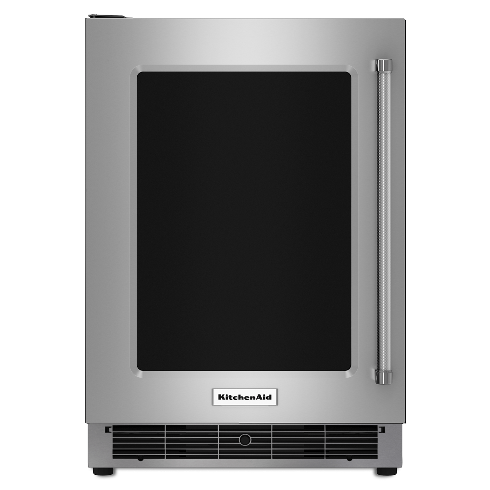 24" Undercounter Refrigerator with Glass Door and Metal Trim Shelves