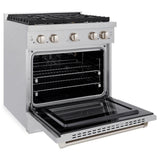 ZLINE 30 in. 4.2 cu. ft. Paramount Dual Fuel Range with Gas Cooktop and Electric Convection Oven in DuraSnow' Stainless Steel with 4 Brass Burners (SDRS-BR-30)