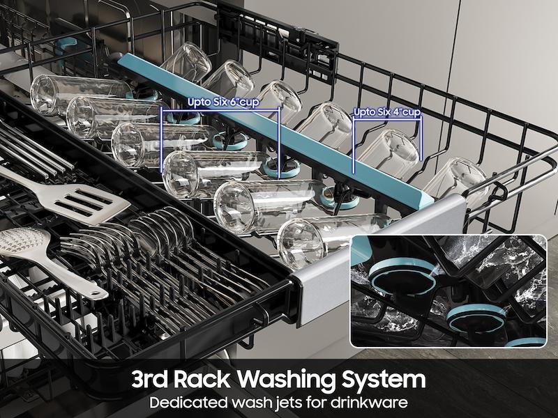 38 dBA Bespoke Auto Open Door Dishwasher with 3rd Rack Washing System in Fingerprint Resistant Stainless Steel