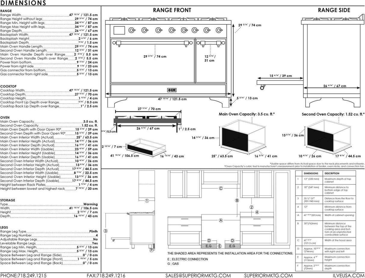 Majestic II 48 Inch Dual Fuel Natural Gas Freestanding Range in Matte Graphite with Copper Trim