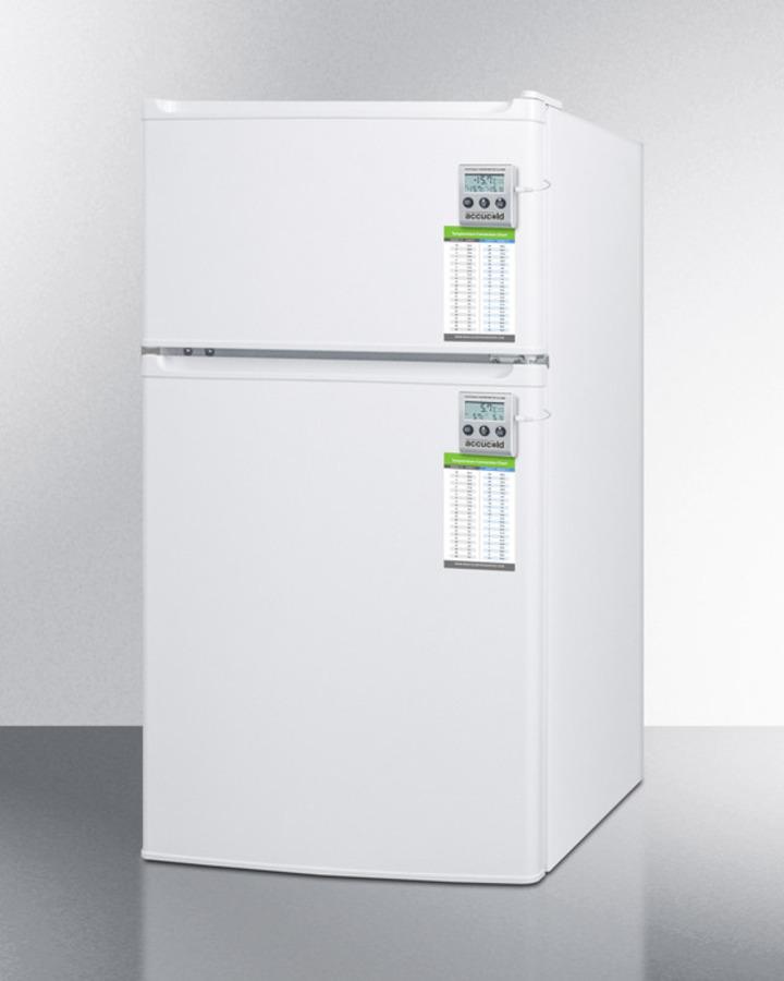 Compact Two-door Refrigerator-freezer With Two Side Locks, Temperature Alarm With External Display, and Hospital Grade Cord