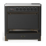 ILVE UMIB36QNR3MGB Majestic III 36 inch Induction Range with 6 Elements, 3.5 cu. ft. Total Oven Capacity (Solid Door, Graphite Matte, Burnished)