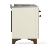 ILVE UM48FSQNR3AWBLP Majestic III 48 inch Dual Fuel Range with 5 Black Brass Burners, Griddle and French Top, Dual Function Burner up to 25,000 BTU (Liquid Propane, Solid Door, Antique White, Burnished)