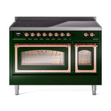 ILVE UNI486NMPEGP Nostalgie II Noblesse 48 inch Induction Range (Triple Glass Door, Emerald Green, Copper)
