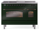 Nostalgie II 48 Inch Dual Fuel Liquid Propane Freestanding Range in Emerald Green with Bronze Trim