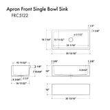 ZLINE 36" Venice Farmhouse Reversible Fireclay Sink (FRC5122) [Color: White Gloss]