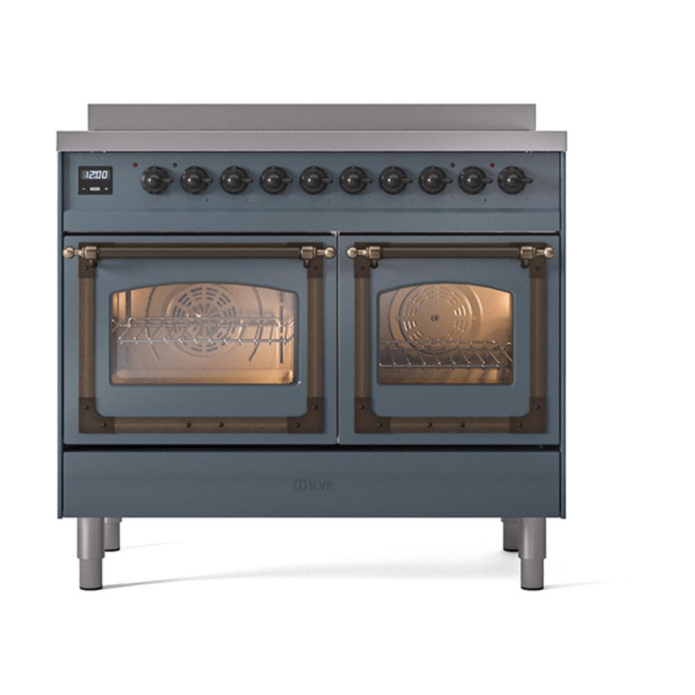ILVE UNDI406NMPBGB Nostalgie II Noblesse 40 inch Induction Range (Triple Glass Door, Blue Grey, Burnished)