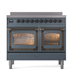 ILVE UNDI406NMPBGB Nostalgie II Noblesse 40 inch Induction Range (Triple Glass Door, Blue Grey, Burnished)