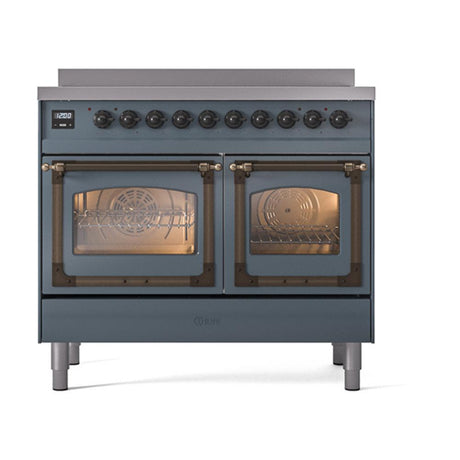 ILVE UNDI406NMPBGB Nostalgie II Noblesse 40 inch Induction Range (Triple Glass Door, Blue Grey, Burnished)