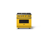 36"W. Sealed Burner Gas Range (Burner: 6b, Finish: Daffodil, Trim: Brushed Brass, Fuel: Natural Gas)