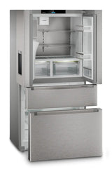 French door fridge-freezer with 2 freezer drawers and water and ice cube dispenser