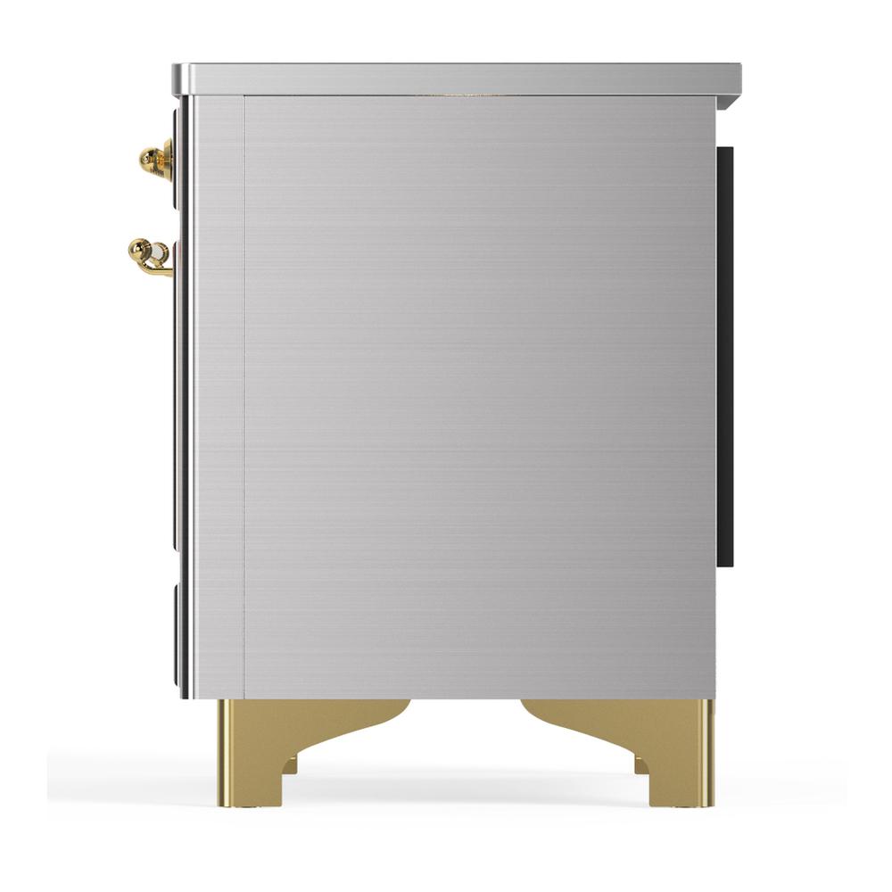 ILVE UMIB36QNR3SSG Majestic III 36 inch Induction Range with 6 Elements, 3.5 cu. ft. Total Oven Capacity (Solid Door, Stainless Steel, Brass)