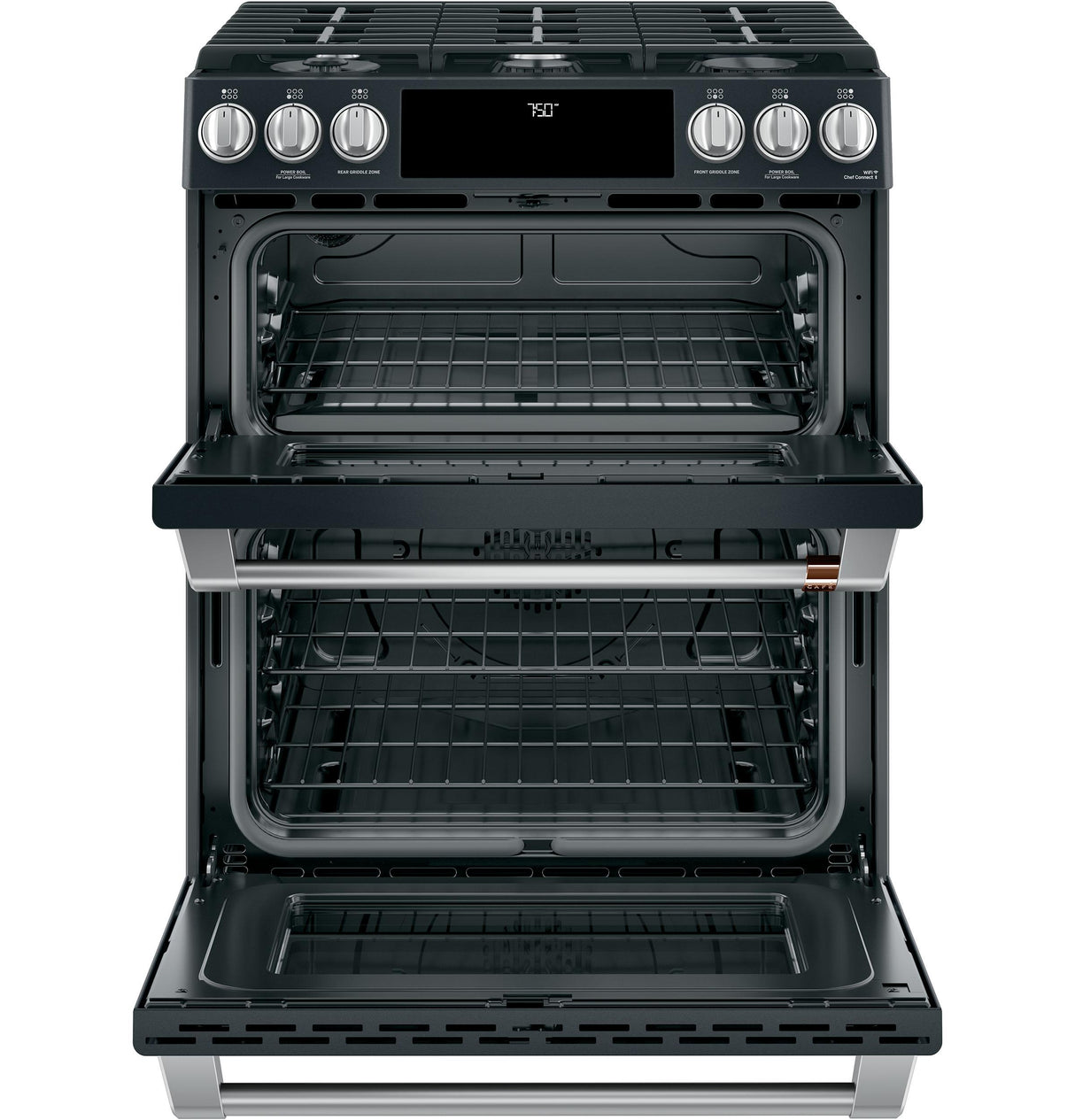 Café™ 30" Smart Slide-In, Front-Control, Gas Double-Oven Range with Convection