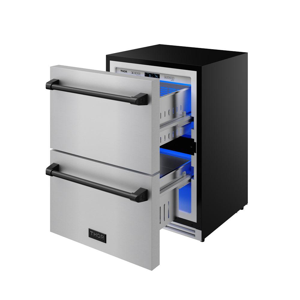 24 Inch Undercounter Built-in / Freestanding Drawer Freezer - Stainless Steel/black  Gordon Ramsay Series