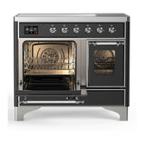 ILVE UMDIB40NR3MGC Majestic III 40 inch Induction Range with 6 Elements, 3.82 cu. ft. Total Oven Capacity (Triple Glass Door, Graphite Matte, Chrome)