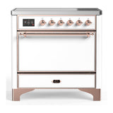 ILVE UMIB36QNR3WHP Majestic III 36 inch Induction Range with 6 Elements, 3.5 cu. ft. Total Oven Capacity (Solid Door, White, Copper)