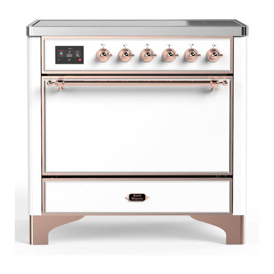 ILVE UMIB36QNR3WHP Majestic III 36 inch Induction Range with 6 Elements, 3.5 cu. ft. Total Oven Capacity (Solid Door, White, Copper)