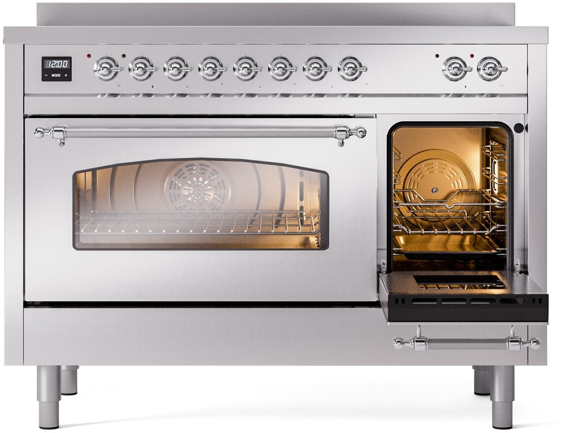 Nostalgie II 48 Inch Electric Freestanding Range in Stainless Steel with Chrome Trim