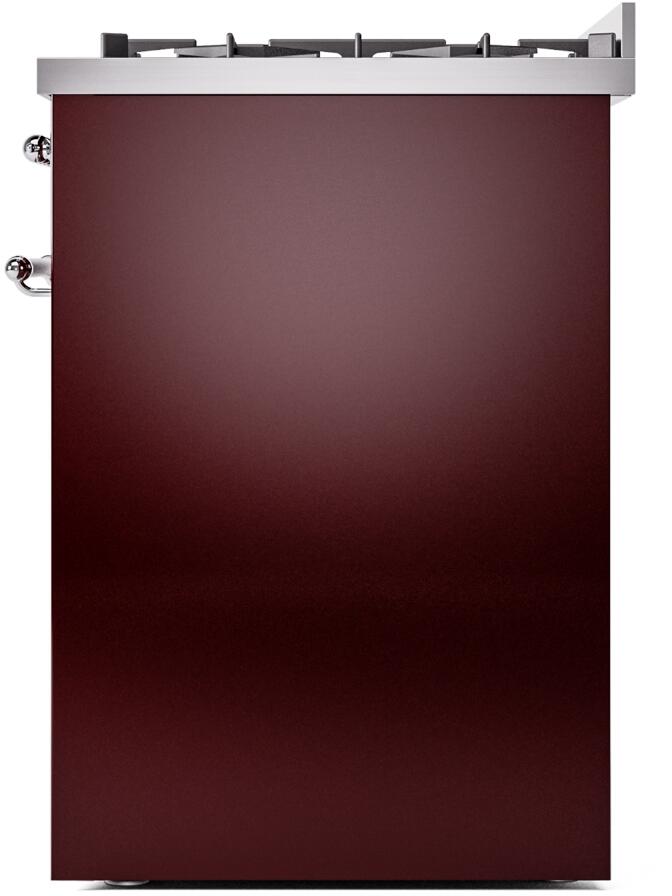 Nostalgie II 30 Inch Dual Fuel Liquid Propane Freestanding Range in Burgundy with Chrome Trim