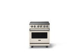30"W. Induction Range (Finish: Pure White, Trim: Polished Chrome)