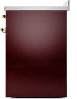 Nostalgie II 30 Inch Electric Freestanding Range in Burgundy with Brass Trim