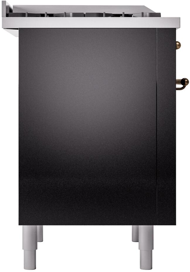 Nostalgie II 36 Inch Dual Fuel Natural Gas Freestanding Range in Glossy Black with Bronze Trim
