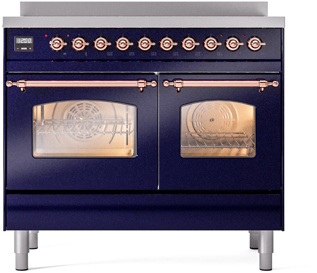 Nostalgie II 40 Inch Electric Freestanding Range in Blue with Copper Trim