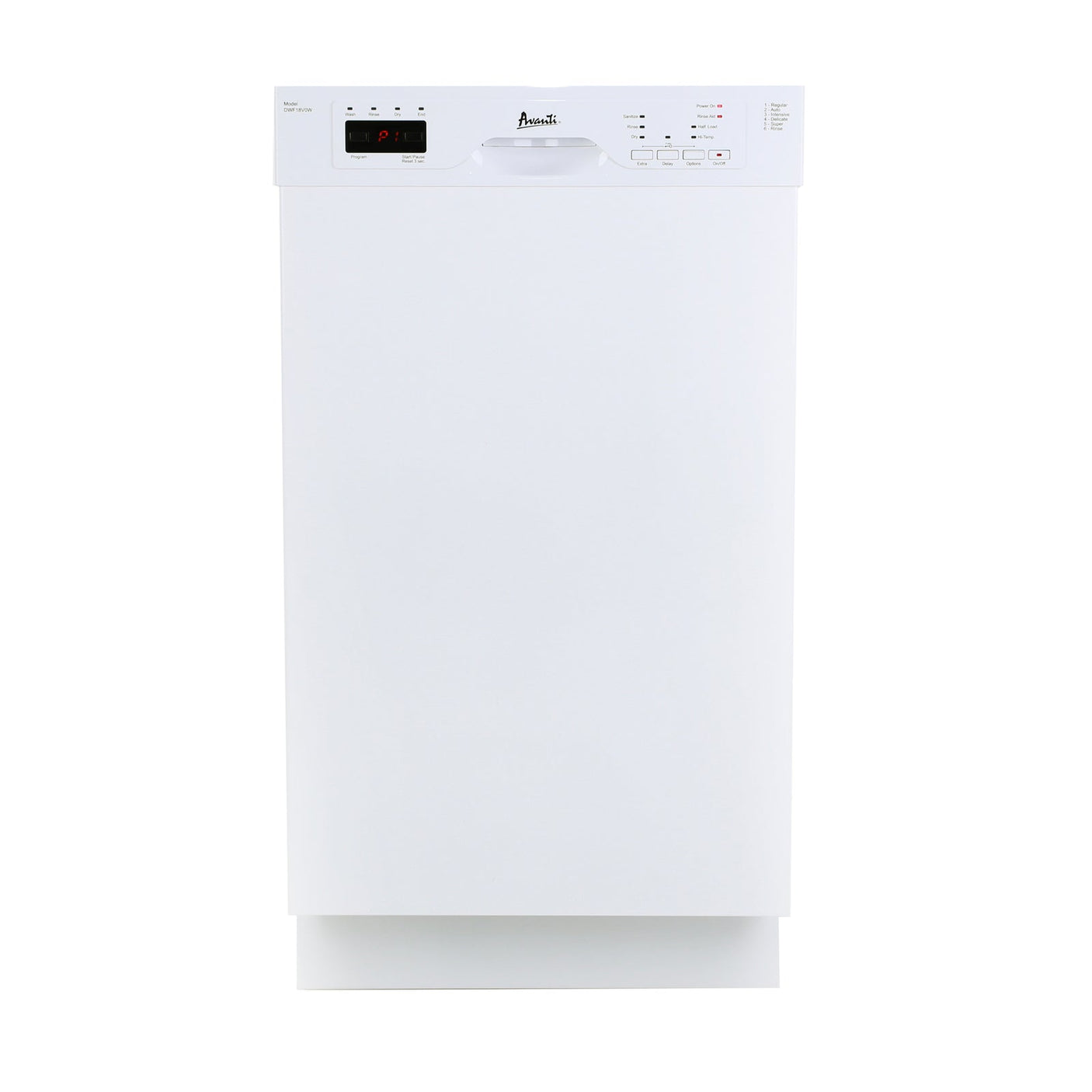 Avanti 18" Built In Dishwasher - White