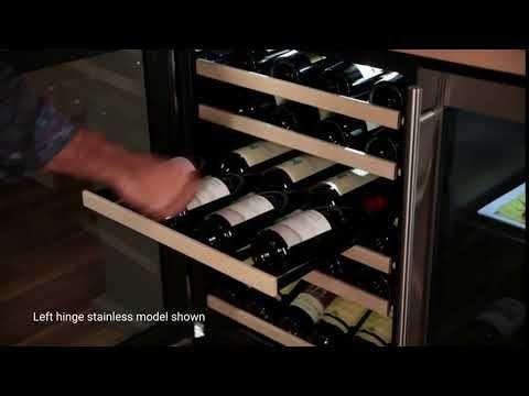 24-In Built-In High Efficiency Single Zone Wine Refrigerator with Door Style - Stainless Steel Frame Glass, Door Swing - Right