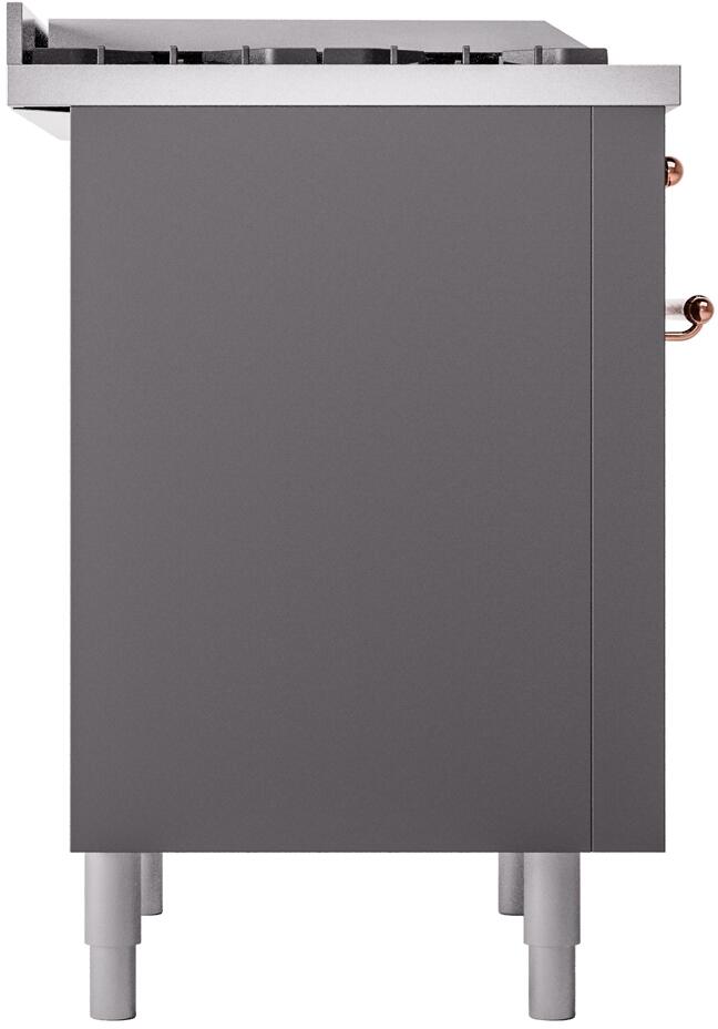 Nostalgie II 36 Inch Dual Fuel Natural Gas Freestanding Range in Matte Graphite with Copper Trim