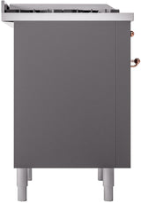 Nostalgie II 36 Inch Dual Fuel Natural Gas Freestanding Range in Matte Graphite with Copper Trim