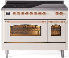 Nostalgie II 48 Inch Electric Freestanding Range in Antique White with Copper Trim