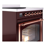 ILVE UNI304NMPBUP Nostalgie II Noblesse 30 inch Induction Range (Triple Glass Door, Burgundy, Copper)