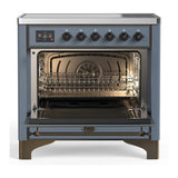ILVE UMIB36NR3BGB Majestic III 36 inch Induction Range with 6 Elements, 3.5 cu. ft. Total Oven Capacity (Triple Glass Door, Blue Grey, Burnished)