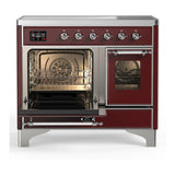 ILVE UMDIB40NR3BUC Majestic III 40 inch Induction Range with 6 Elements, 3.82 cu. ft. Total Oven Capacity (Triple Glass Door, Burgundy, Chrome)
