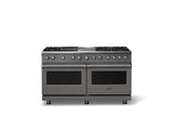 60"W.Dual Fuel Range (Finish: Damascus Gray, Trim: Polished Chrome, Fuel: Propane)
