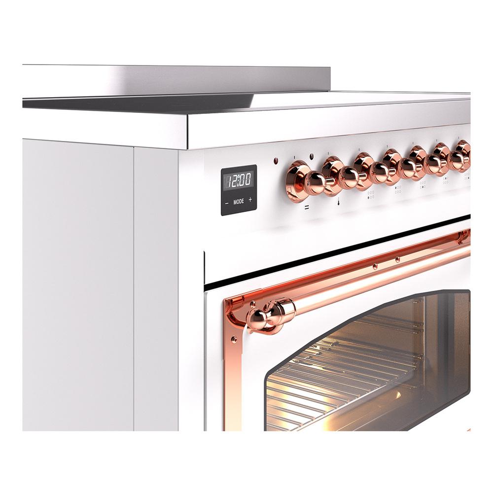 ILVE UNI486NMPWHP Nostalgie II Noblesse 48 inch Induction Range (Triple Glass Door, White, Copper)