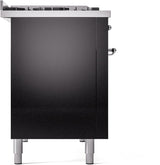 Nostalgie II 48 Inch Dual Fuel Natural Gas Freestanding Range in Glossy Black with Chrome Trim