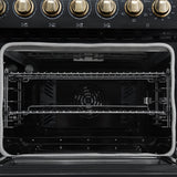 Forno Paolo 48 Inch Freestanding Electric Range in Black with Antique Brass, 6.7 cu.ft, True Convection Oven, Energy Efficient