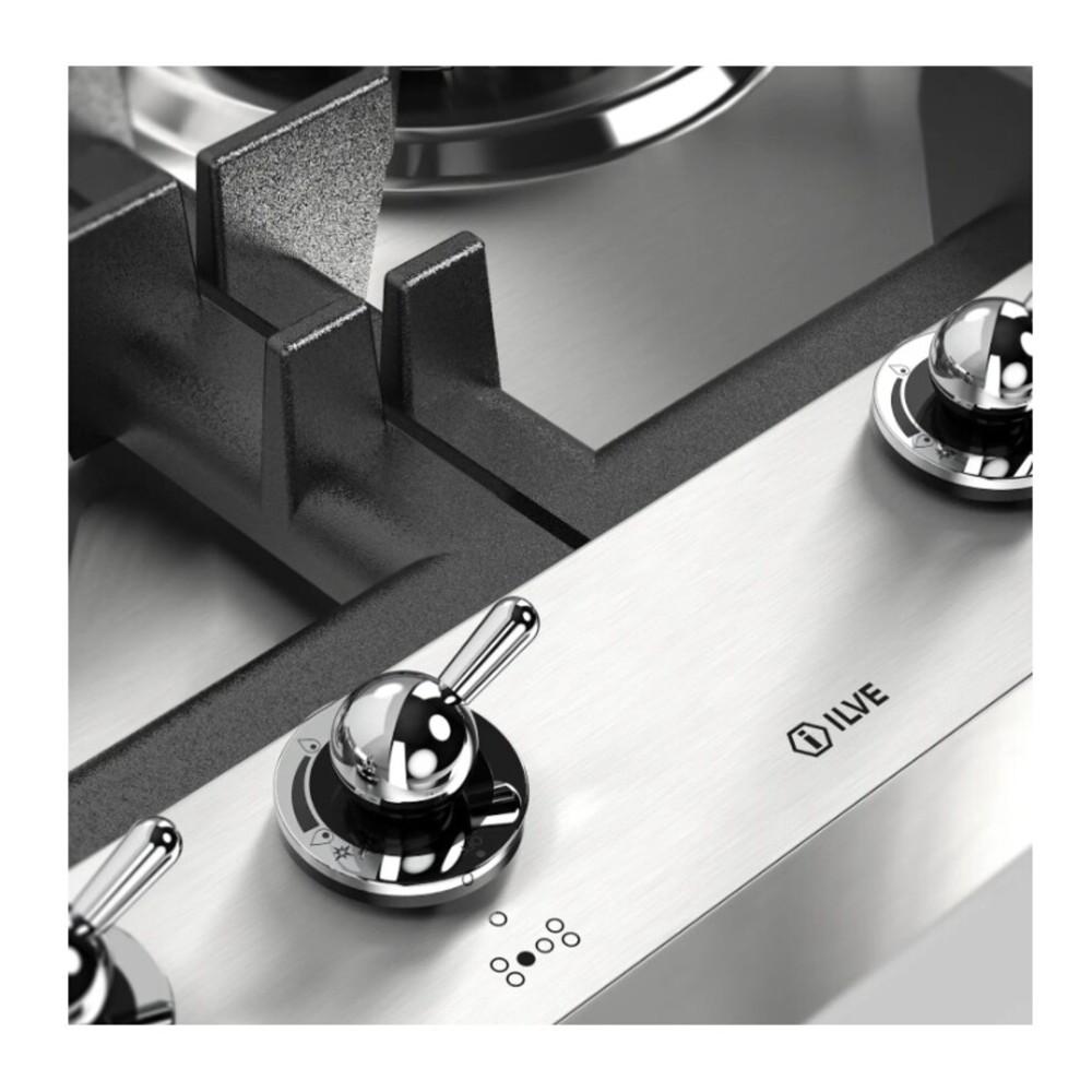 ILVE UHCPT125NSSCLP Nostalgie II 48 inch Built-In Gas Cooktop with Total Black Brass Burners, in Stainless Steel (6 Sealed Burners, Liquid Propane, Chrome)