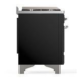 ILVE UMD40FQNR3BKC Majestic III 40 inch Dual Fuel Range with 6 Burners and Griddle, Dual Function Burner up to 25,000 BTU (Natural Gas, Solid Door, Glossy Black, Chrome)
