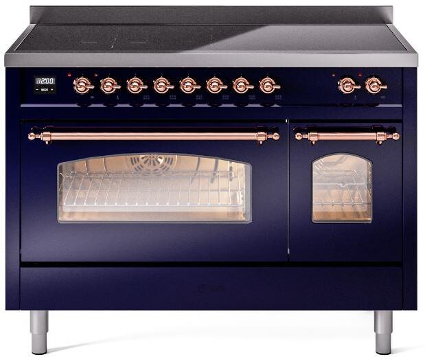 Nostalgie II 48 Inch Electric Freestanding Range in Blue with Copper Trim