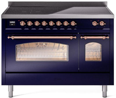 Nostalgie II 48 Inch Electric Freestanding Range in Blue with Copper Trim
