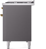 Nostalgie II 48 Inch Dual Fuel Natural Gas Freestanding Range in Matte Graphite with Brass Trim