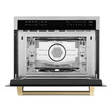 ZLINE Autograph Edition 24 in. 1.6 cu ft. Built-in Convection Microwave Oven in Stainless Steel and Champagne Bronze Helix Handle (MWOZ-24-KCB)