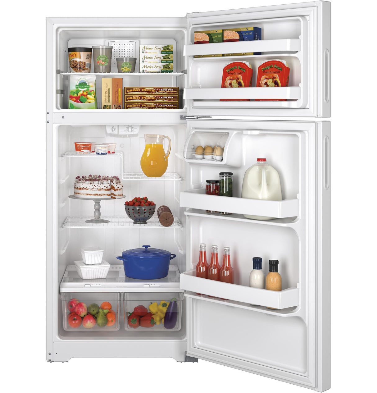 GE® ENERGY STAR® 15.5 Cu. Ft. Recessed Handle Top-Freezer Refrigerator