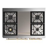 ILVE UMD40FNR3BGG Majestic III 40 inch Dual Fuel Range with 6 Burners and Griddle, Dual Function Burner up to 25,000 BTU (Natural Gas, Triple Glass Door, Blue Grey, Brass)