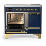 ILVE UMDIB40QNR3MBG Majestic III 40 inch Induction Range with 6 Elements, 3.82 cu. ft. Total Oven Capacity (Solid Door, Midnight Blue, Brass)