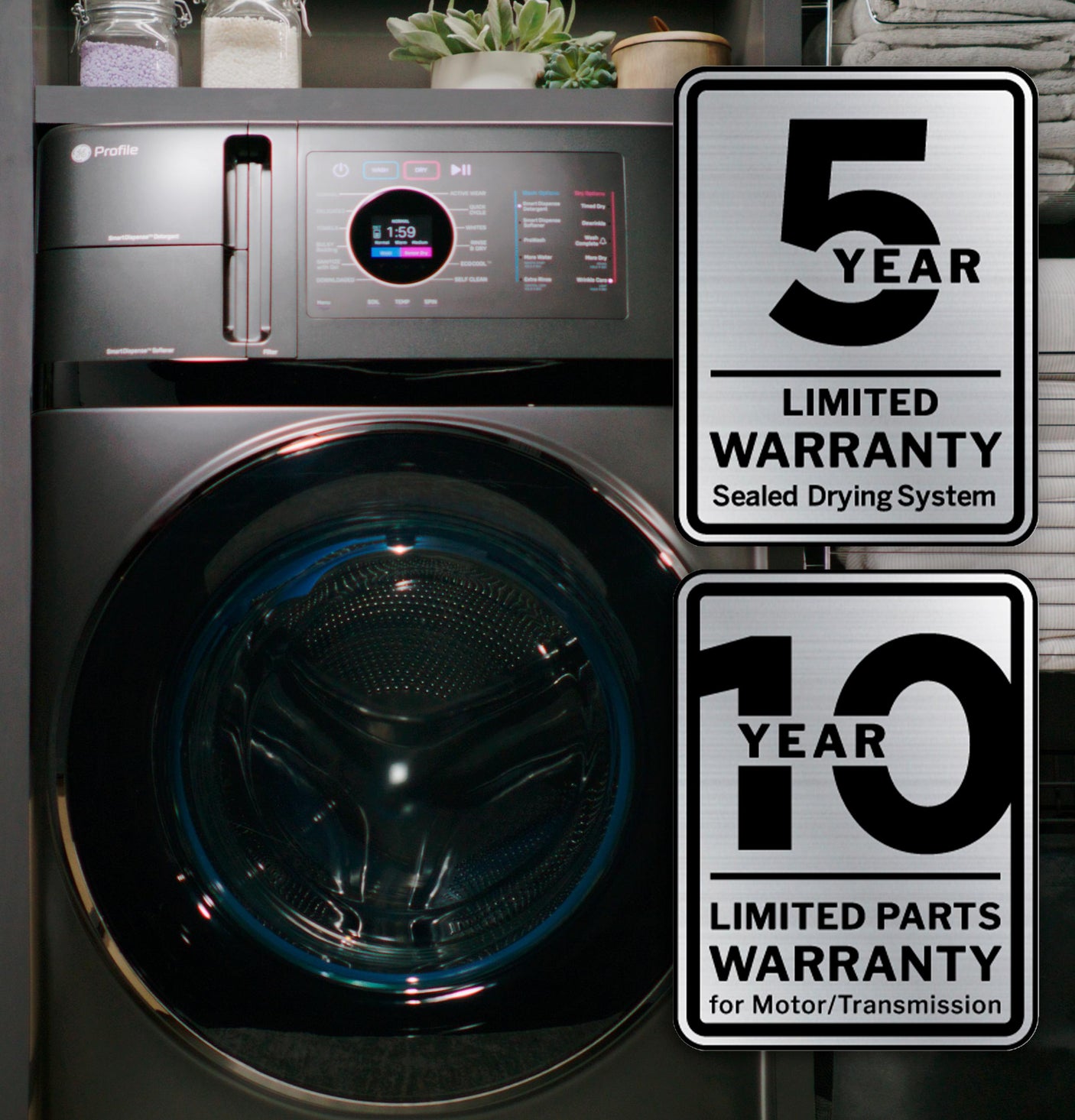 GE Profile ENERGY STAR 4.8 cu. ft. Capacity UltraFast Combo with Ventless Inverter Heat Pump Technology Washer/Dryer